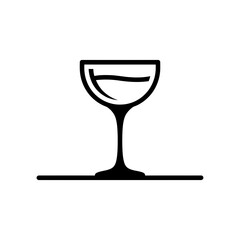 Side profile cocktail glass line art silhouette vector illustration