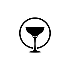 Cocktail glass emphasis halo silhouette vector illustration