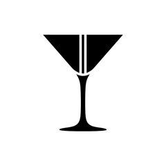 Cocktail glass central axis emphasis silhouette vector illustration