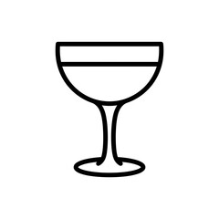 Bold line art cocktail glass outline silhouette vector illustration