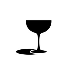 Angled cocktail glass base shadow silhouette vector illustration