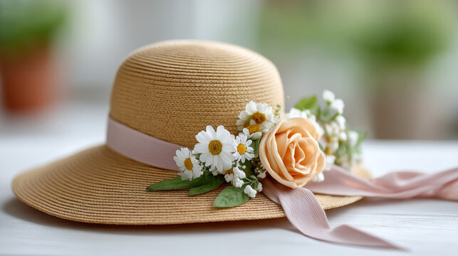 Elegant easter bonnet decorated with spring flowers for seasonal celebrations