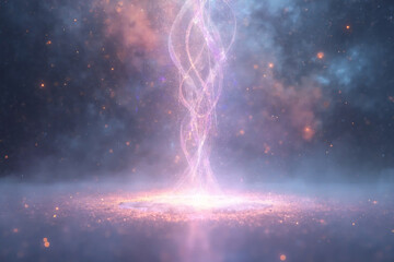 Ethereal energy vortex rising from a sacred source - AI generated