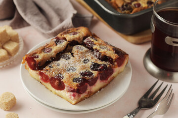 A traditional French pie with cherry clafouti	