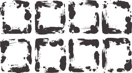 Black and white abstract inkblot frames collection