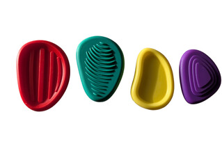 Set of colorful silicone worry stones for sensory play, stress relief and anxiety calming activities.
