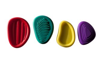 Set of colorful silicone worry stones for sensory play, stress relief and anxiety calming activities.