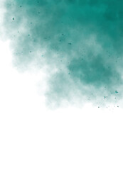 Subtle abstract watercolor wash in a gradient teal hue gracefully descending from the top left corner, creating a serene and ethereal effect on a transparent checkered background