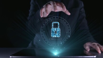 A captivating visualization of digital security, featuring a lock icon above a laptop. The image symbolizes protection, technology, and cybersecurity in the digital age. Qubit - Powered by Adobe