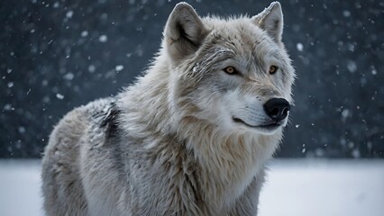 Obraz premium Majestic Arctic Wolf in Winter Snow Wildlife Portrait