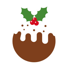 Traditional Christmas Pudding Flat Vector Illustration