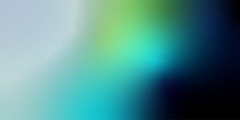Black dark blue cyan aqua emerald green teal lime yellow white retro abstract background. Color gradient ombre blend. Soft blur light glow. Vintage neon metallic. Grain noise mesh overlay.