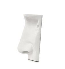 Plaster figure of face on white background