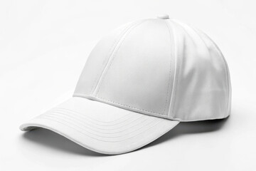 Fototapeta premium Stylish white cap isolated on white background, featuring clean lines and modern design. This trendy white cap adds a fresh look for casual outfits