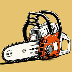 Fototapeta premium vector illustration of a chainsaw in American comic style