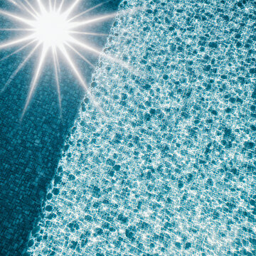 Reflexo de Luz em &Aacute;gua de Piscina Turquesa: Padr&atilde;o Geom&eacute;trico e Luxo Minimalista