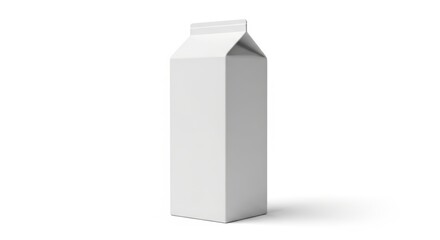 Tall blank milk carton packaging isolated on white background