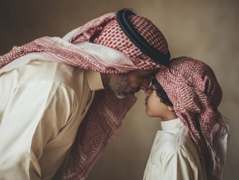 Amor de padre a hijo en la religi&oacute;n isl&aacute;mica o Musulmana. Concepto de amor en oriente medio.