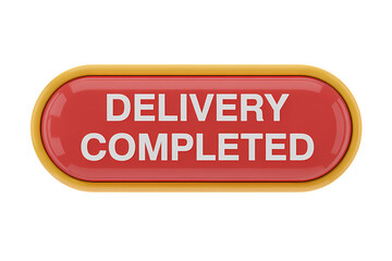 3d icon Delivery Completed Button Illustration with a Red and Yellow Design . Isolated on transparent background, png