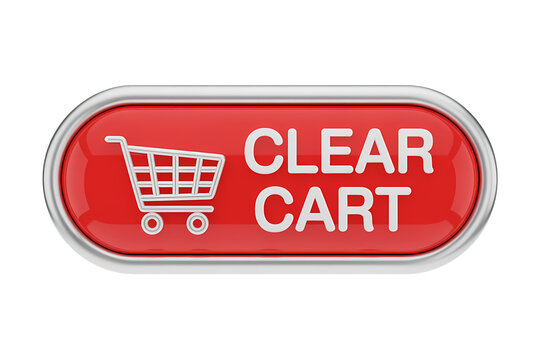 3d icon red clear cart button with a shopping cart icon  . Isolated on transparent background, png
