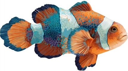 Colorful clownfish illustration isolated on white background aquatic animal