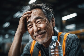 Joyful Senior Worker in Industrial Setting