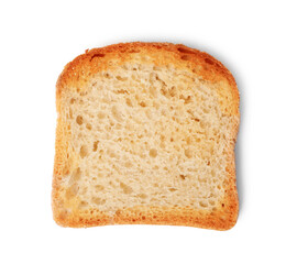 Browned toast bread slice isolated on white