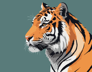 tiger illustration in brush stroke painting,