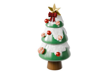 3d christmas tree icon. christmas celebration concept. minimal cartoon decorated winter tree ornament for holiday advertising. isolated on white background. 3d render.