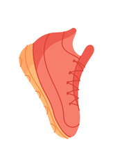 Trendy flat view of sports sneakers highlights footwear as essential gym equipment. These athletic shoes combine fitness style and sportswear for workout or healthy lifestyle visuals.