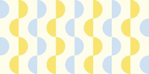 Blue and yellow pastel half circle geometric pattern