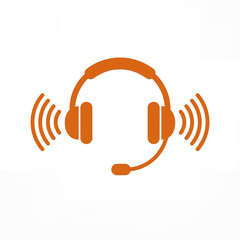 Headset with microphone and sound waves design in color: vivid orange 2