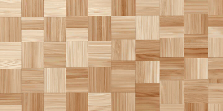 Square wood block mosaic forms geometric parquet texture background for design