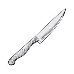 Fototapeta premium Single kitchen knife sharp cooking utensil gray shading food preparation equipment cut chopping tools slicing instruments