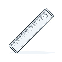 Illustration of a Gray Ruler with Millimeter and Centimeter Markings Isolated on White
