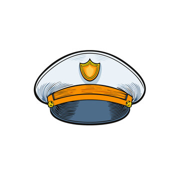 Illustrated Peaked Cap for Mariner Skipper or Sea Captain Marine Apparel