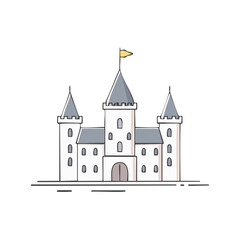 Obraz premium Fairytale Castle Building Illustration Cartoon Design Medieval Architecture