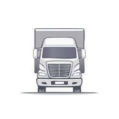 Front view of a delivery truck illustrating transport and logistics, emphasizing efficient distribution and commercial transport in a simple vector graphic