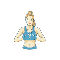 Female Boxer Preparing for Training, Sportswoman Posing with Boxing Gloves, Health and Fitness