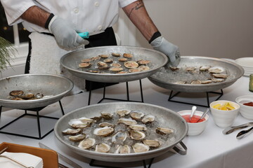 chef preparing oysters 