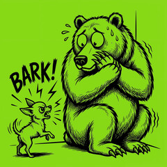 Bear and dog face off in unexpected moment in color: vivid lime