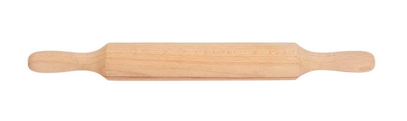 Wooden rolling pin isolated on a transparent background clipart, slose up