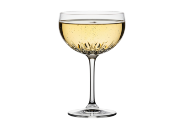 elegant crystal coupe glass filled with sparkling champagne