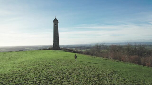 Hikers in Winter Cotswold, Dursley, Hike Destination,  Stroud District of Gloucestershire, UK