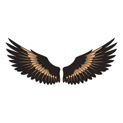 Obraz premium Elegant Black and Gold Wing Illustration - Majestic Feathered Design.