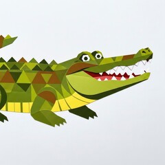Naklejka premium Geometric Crocodile Illustration with Open Mouth and Sharp Teeth.