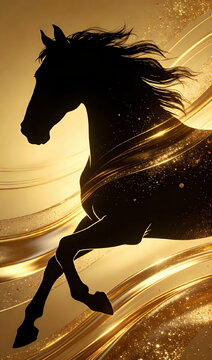 horse on sunset background