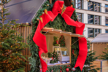 Twinkling lights and festive chalets at the Zurich Christmas Market, Switzerland, bokeh