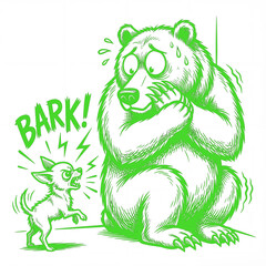 Bear and dog face off in unexpected moment in color: chartreuse 2