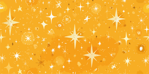 반짝이는 별과 빛나는 효과가 있는 황금색 배경의 추상적인 패턴